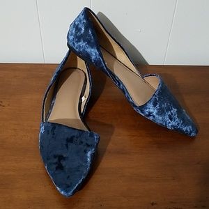 Blue Velvet Pointed Toe Flats